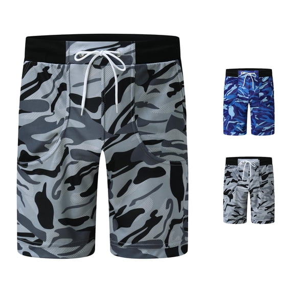 XIAONU Print Shorts for Men Drawstring Waist Side Pockets Sport Bottoms