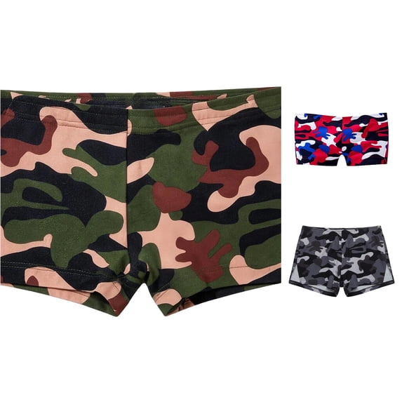 XIAONU Print Swim Shorts for Men Elastic Waist Stretch Swim Bottoms