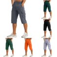 thumbnail image 1 of XIAONU Cargo Capri Pants for Men Button Closure Multi Pockets Casual Trousers, 1 of 8