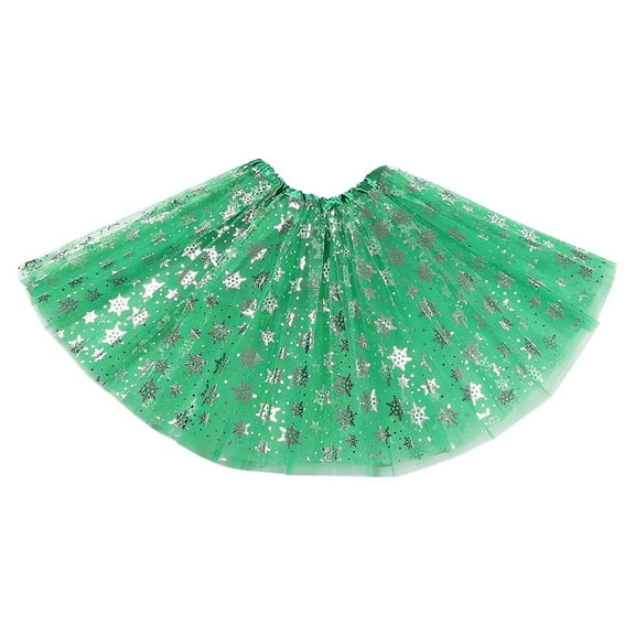 XIAONU Carnival Girls' Mesh Tutu Skirt Glitter Snowflake Fluffy Skirt Sequins Mesh Puffy Skirt Dance