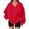 thumbnail image 1 of XIAONU Comfy Sweatshirt For Women Oversized V Neck Pullover Top Soft Casual Daily Sweatshirts, 1 of 5