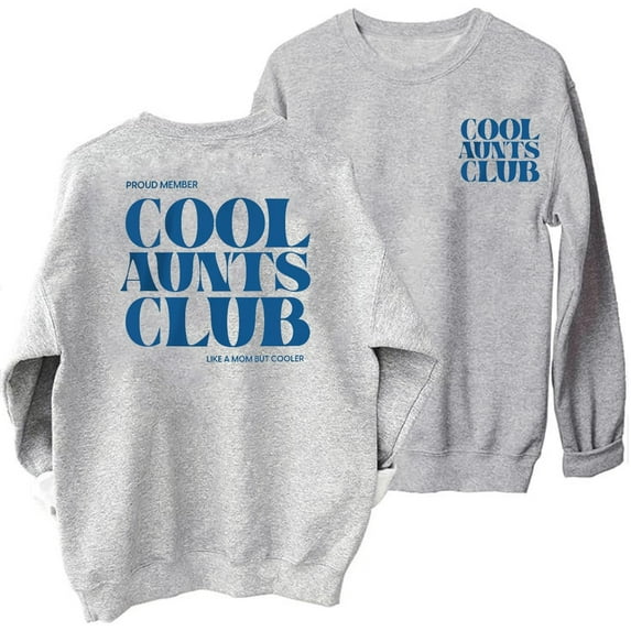 XIAONU Cool Aunts Club Women's Funny Letter Print Crewneck Pullover Long Sleeve Hoodless Sweatshirt Top