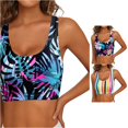 thumbnail image 1 of XIAONU Crew Neck Swim Bra for Women Striped Printed Summer Ocean Beach Bikini Bustiers, 1 of 5