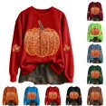thumbnail image 1 of XIAONU Crewneck Sweatshirt for Women Fall Pumpkin Print Maple Leaf Sleeve Graphic Sweatshirts Autumn Casual Pullover Sweatshirts, 1 of 4