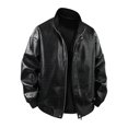 thumbnail image 1 of XIAONU Crocodile Grain Stand Collar Leather Jacket For Men Regular Fit Night Club Zip Outer Coat, 1 of 8