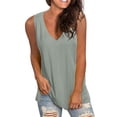 thumbnail image 1 of XIAONU Curved Hem Loose Fit Tank for Women Sleeveless V-Neck Pullover Tunic Tank Lightweight Casual Everyday Tanks, 1 of 5