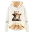 thumbnail image 1 of XIAONU Cute Cow Print Lined Hoodie Women's Casual Fashion Long Sleeve Pullover Sweatshirt for Winter Warmth and Comfort, 1 of 3