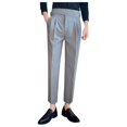 thumbnail image 1 of XIAONU Dress Pants For Men Formal Slim Fit Straight-Leg Pants Belted Waist Business Work Pants, 1 of 8
