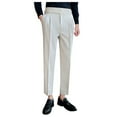 thumbnail image 1 of XIAONU Dress Pants For Men Formal Slim Fit Straight-Leg Pants Belted Waist Business Work Pants, 1 of 9