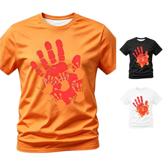 XIAONU Family Handprint Graphic Tee For Women Loose Crew Neck Tshirt Park Visit Top