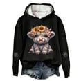 thumbnail image 1 of XIAONU Festive Western Graphic Cow Print Hoodie Cozy Pullover Sweatshirt For Women Holiday Themed Casual Wear, 1 of 3