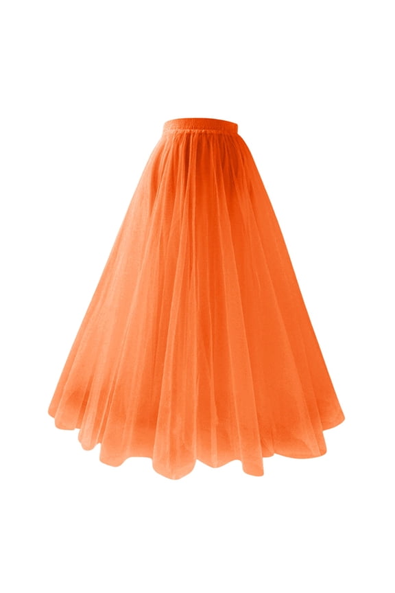Flowy Tulle Midi Skirt For Women A-Line Full Circle Skirt Vibrant Festive Wedding Guest Skirts
