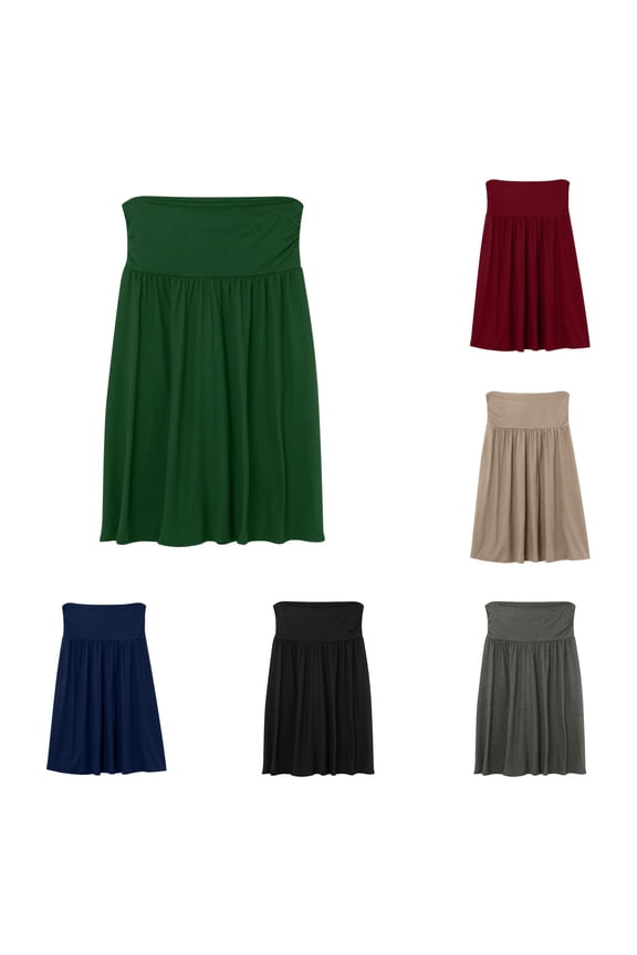 Fold Over Waist Skirt for Women Soft Flowy Daily Midi Skirt