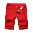 thumbnail image 1 of XIAONU Frayed Denim Shorts For Men Mid Rise Knee Length Shorts Casual Summer Wear Shorts, 1 of 9