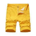 thumbnail image 1 of XIAONU Frayed Denim Shorts For Men Mid Rise Knee Length Shorts Casual Summer Wear Shorts, 1 of 9