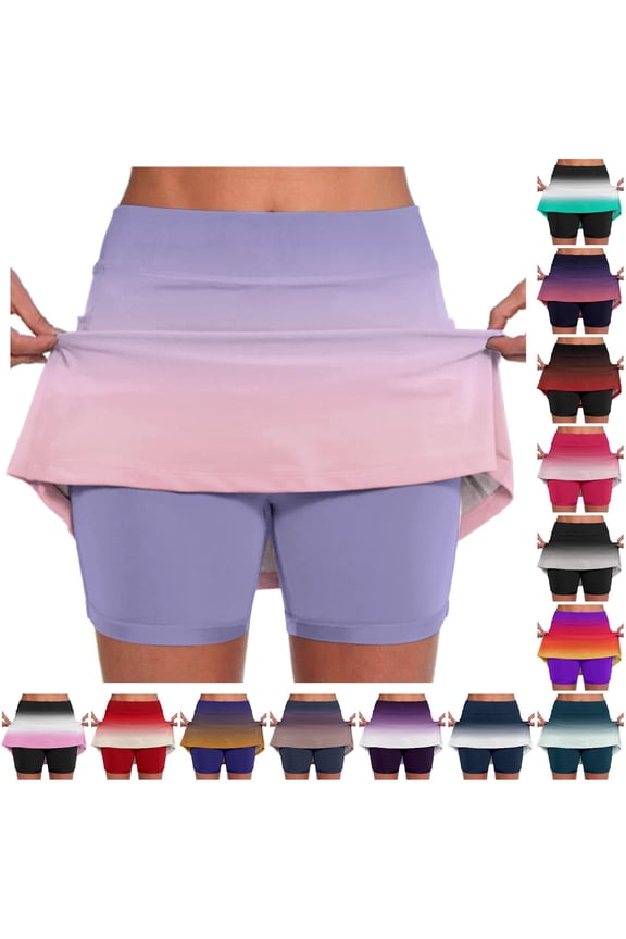 Gradient Skort for Women High Waist Stretchy Quick Dry Lightweight Tennis Skirt