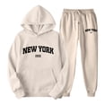 thumbnail image 1 of XIAONU Graphic Hoodie Sets For Men New York Print Hoodie And Jogger Pants Casual Streetwear Outfit, 1 of 3