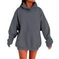thumbnail image 1 of XIAONU Hoodies For Women Drop Shoulder Baggy Solid Color Hooded Ladies Trendy Leisure Pullover Hoodie With Pockets, 1 of 5