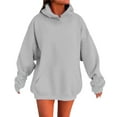 thumbnail image 1 of XIAONU Hoodies For Women Solid Color Drop Shoulder Hoodie Baggy Long Sleeve Oversized Drawstring Sweatshirt With Pockets, 1 of 5