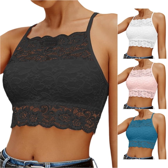 XIAONU Lace Crop Cami Top for Women Spaghetti Strap Sleeveless Casual Vest