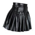 thumbnail image 1 of XIAONU Leather Pleated Mini Skirt For Women High Waist A Line Club Skirt, 1 of 7