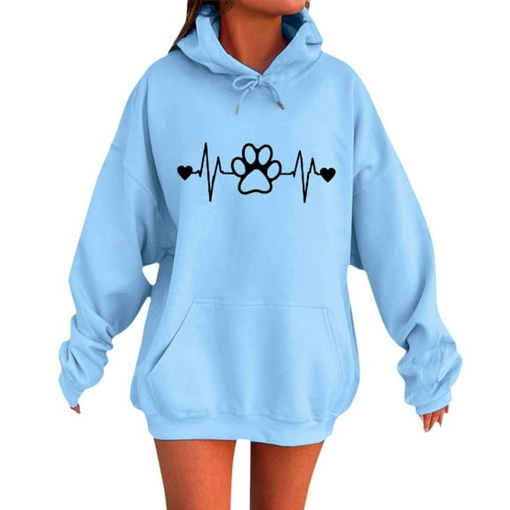XIAONU Letter Print Hoodies For Women Drop Shoulder Hoodie Baggy Long Sleeve Oversized Drawstring Sweatshirt With Pockets