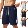thumbnail image 1 of XIAONU Letter Print Shorts for Men Zipper Pockets Daily Wear Athletic Shorts, 1 of 4