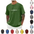 thumbnail image 1 of XIAONU Letter Print T Shirt for Men Crew Neck Short Sleeve Casual Blouse, 1 of 4