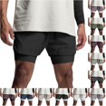 thumbnail image 1 of XIAONU Liner Workout Shorts for Men Elastic Drawstring Waist Inner Compression Layer Side Pockets Sport Bottoms, 1 of 4
