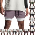 thumbnail image 1 of XIAONU Liner Workout Shorts for Men Elastic Drawstring Waist Inner Compression Layer Side Pockets Sport Bottoms, 1 of 4