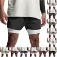 thumbnail image 1 of XIAONU Liner Workout Shorts for Men Elastic Drawstring Waist Inner Compression Layer Side Pockets Sport Bottoms, 1 of 4