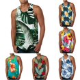 thumbnail image 1 of XIAONU Men Floral Print Tank Top Crew Neck Sleeveless Beach Shirt, 1 of 5