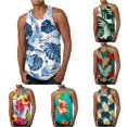 thumbnail image 1 of XIAONU Men Floral Print Tank Top Crew Neck Sleeveless Beach Shirt, 1 of 5