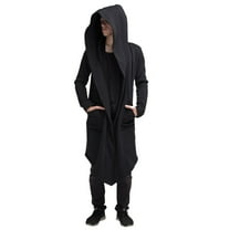 XIAONU Men'S Hoodies Long Hooded Cardigan Coat With Pockets Solid Color Long Sleeves Oversized Cape Hooded Sweatshirt