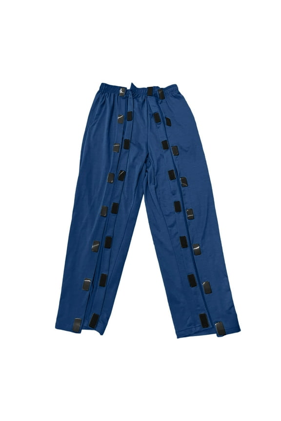 Men Snap Button Pants Elastic Waist Side Snap Full Length Trousers Soft Casual Streetwear Workout Bottoms