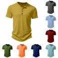 thumbnail image 1 of XIAONU Men Solid Henley Tee Half Button Short Sleeve Everyday Casual Tops, 1 of 4