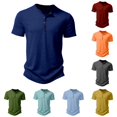 thumbnail image 1 of XIAONU Men Solid Henley Tee Half Button Short Sleeve Everyday Casual Tops, 1 of 4