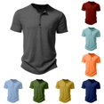 thumbnail image 1 of XIAONU Men Solid Henley Tee Half Button Short Sleeve Everyday Casual Tops, 1 of 4