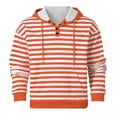 thumbnail image 1 of XIAONU Men Striped Henley Hoodie Blue And White Stripe Kangaroo Pocket Pullover Top Casual Daily Wear Hoodies Orange, 1 of 4