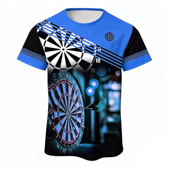 XIAONU Men's Bar Scene Darts Crew-Neck T-Shirt Short-Sleeve Sporty Game-Day Athletic Tee