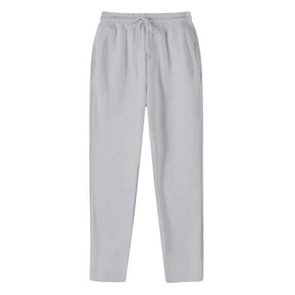 XIAONU Men's Beige Casual Pants Elastic Waist Drawstring Loose-Fit Trousers Soft Comfort Relaxed Pant