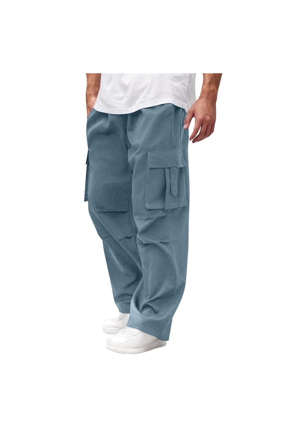Men's Black Baggy Cargo Pants Multi-Pocket Loose-Fit Trousers Stylish Streetwear Casual Daily Pant