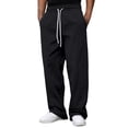 thumbnail image 1 of XIAONU Men's Black Casual Sweatpants Elastic Waist White-Drawstring Loose-Fit Trousers Soft Comfort Relaxed Pant, 1 of 5