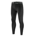 thumbnail image 1 of XIAONU Men's Black Compression Leggings High-Waist Slim-Fit Athletic Tights Performance Workout Activewear Pant, 1 of 2