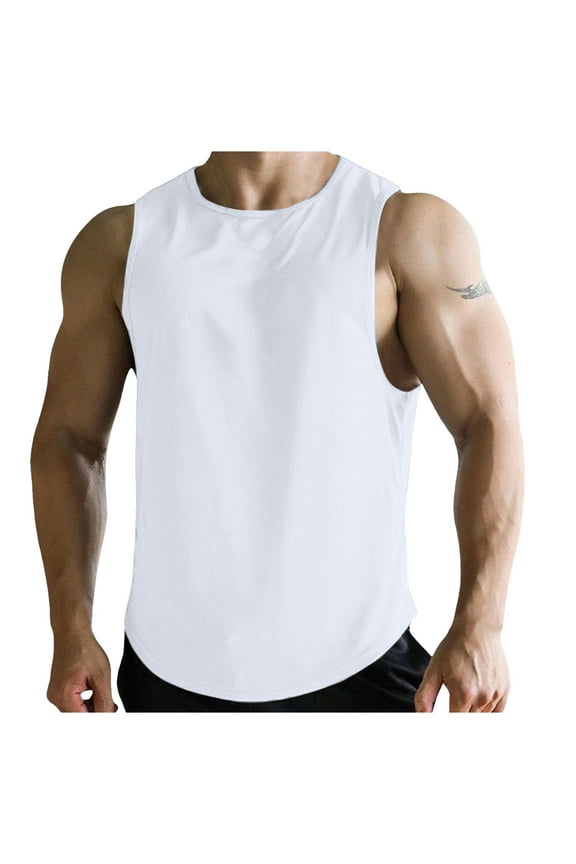 Men's Breathable Mesh Tank Top Sleeveless Crew Neck Pullover Tunic Lightweight Athletic Gym Activewear Singlet