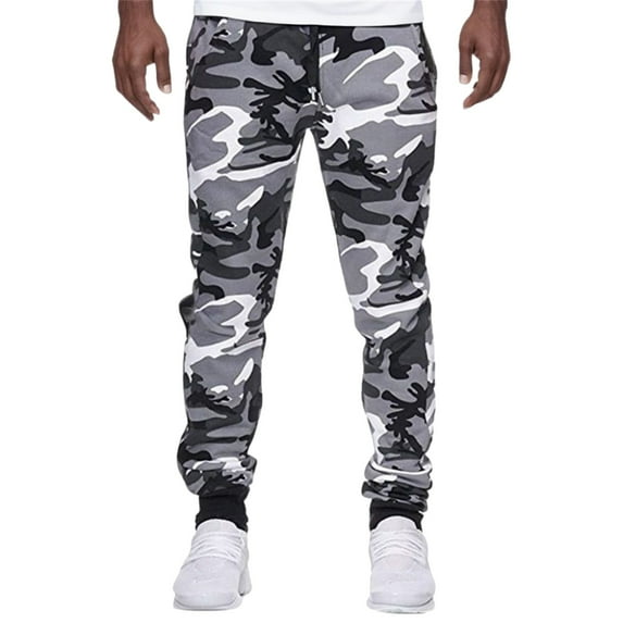 XIAONU Men's Camo Jogger Pants Elastic Waist Drawstring Trousers Cozy Streetwear Casual Daily Pant