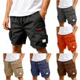 thumbnail image 1 of XIAONU Men's Cargo Athletic Shorts Drawstring Waist Zipper Pockets Daily Shorts, 1 of 6