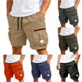 thumbnail image 1 of XIAONU Men's Cargo Athletic Shorts Drawstring Waist Zipper Pockets Daily Shorts, 1 of 7