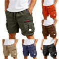 thumbnail image 1 of XIAONU Men's Cargo Athletic Shorts Drawstring Waist Zipper Pockets Daily Shorts, 1 of 7