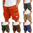 thumbnail image 1 of XIAONU Men's Cargo Athletic Shorts Drawstring Waist Zipper Pockets Daily Shorts, 1 of 7